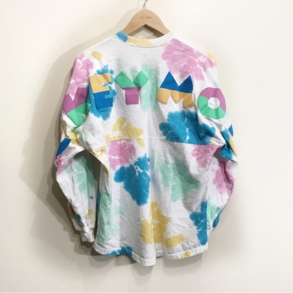Disney Spirit Jersey Size Small Mickey Mouse Tie Dye White Blue Pink Longsleeve - Picture 3 of 12